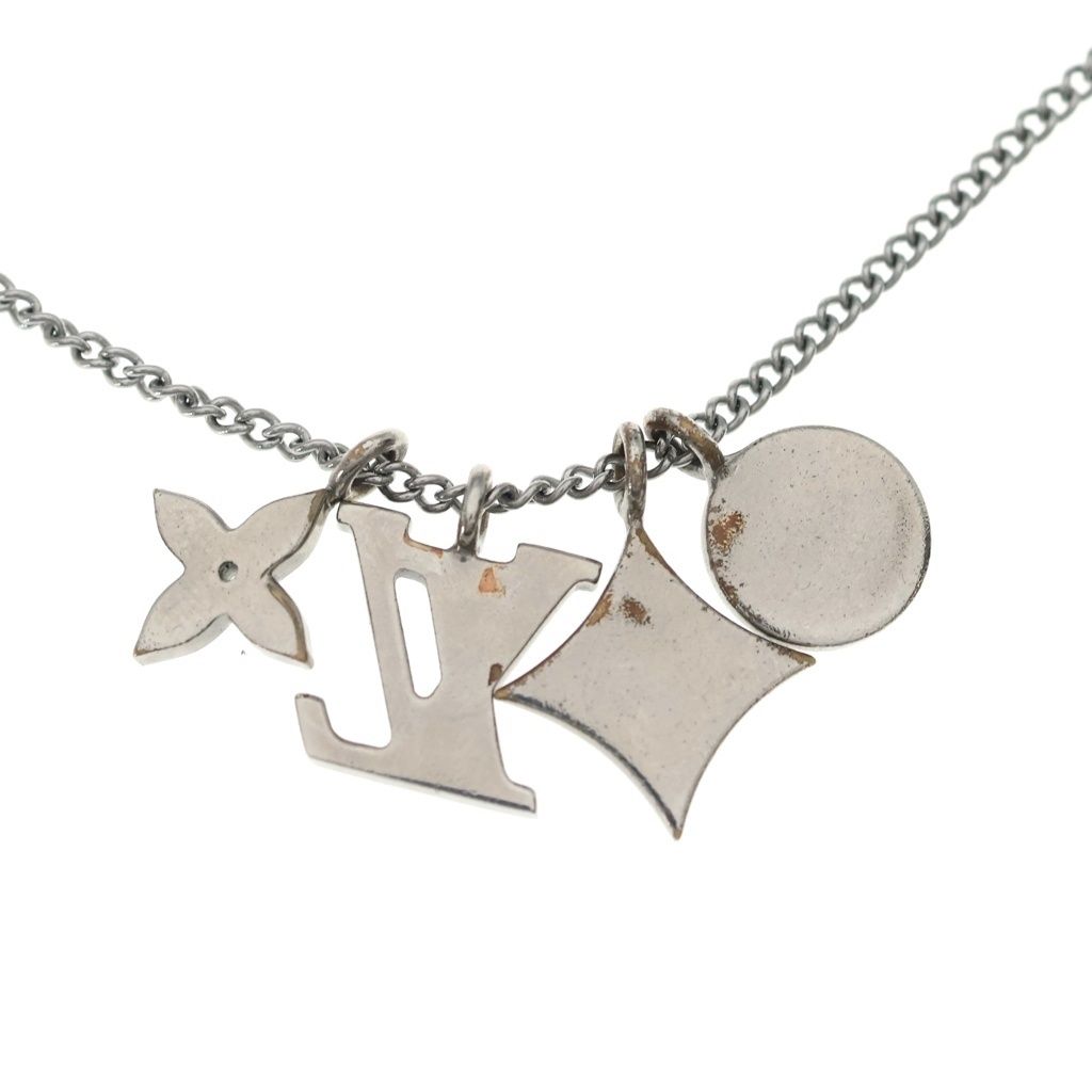 Louis Vuitton Pendant LV Instinct Monogram Chain Necklace Silver — view 5