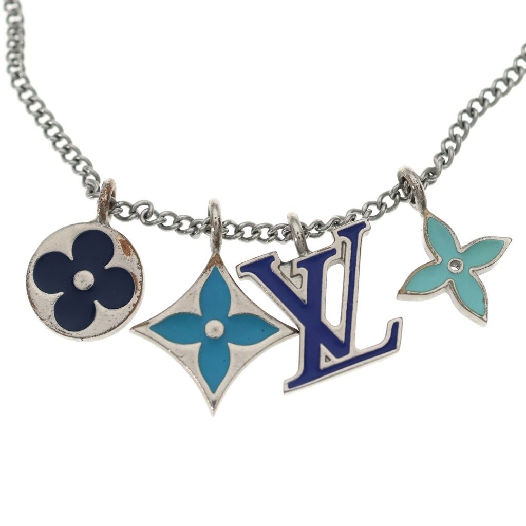 Louis Vuitton Pendant LV Instinct Monogram Chain Necklace Silver — view 3