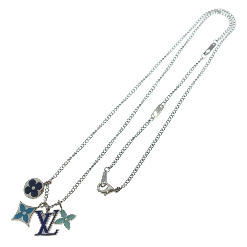 Louis Vuitton Pendant LV Instinct Monogram Chain Necklace Silver — view 2