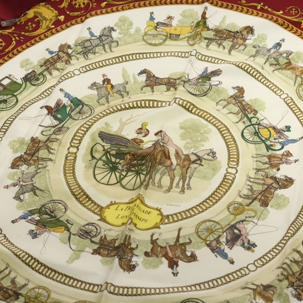 Hermes Carre 90 la Promenade de Longchamps Walk to Long Chien Silk Scarf — view 5
