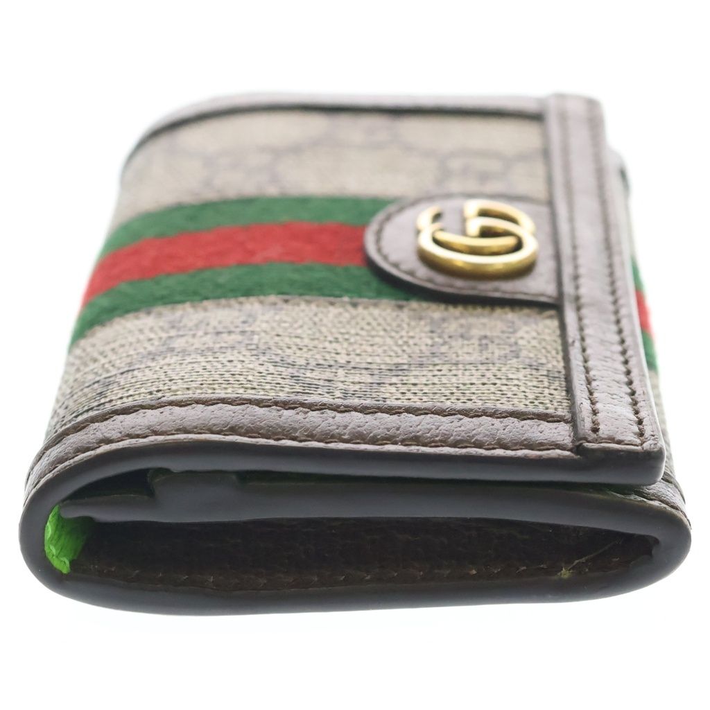 Gucci Ophidia GG Supreme Sherry Leather Card Case Business Holder Bicolor Brown — view 3