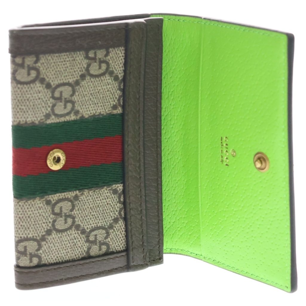 Gucci Ophidia GG Supreme Sherry Leather Card Case Business Holder Bicolor Brown — view 4