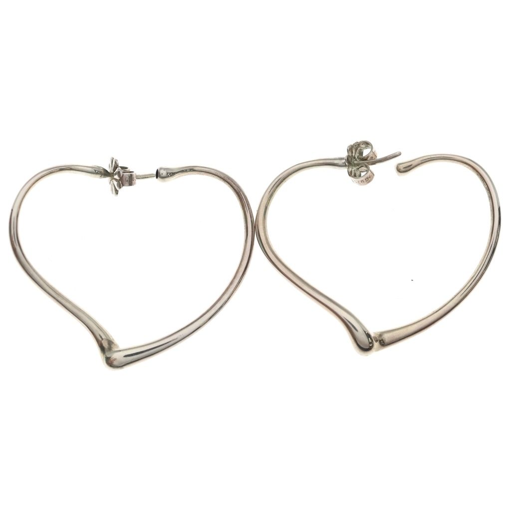 Tiffany & Co Open Heart Hoop Earrings Silver