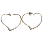 Tiffany & Co Open Heart Hoop Earrings Silver