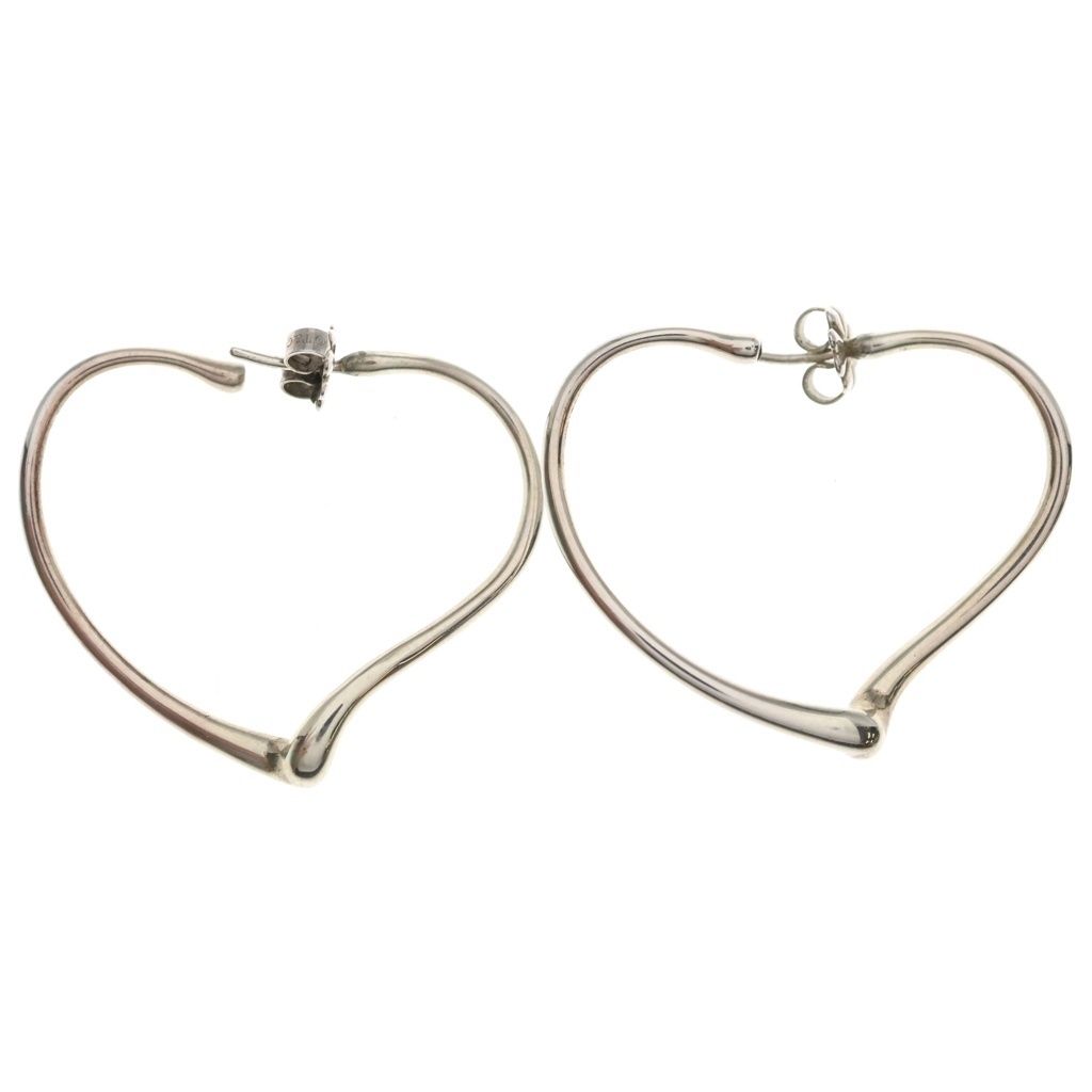Tiffany & Co Open Heart Hoop Earrings Silver — view 2