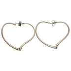 Tiffany & Co Open Heart Hoop Earrings Silver — view 2