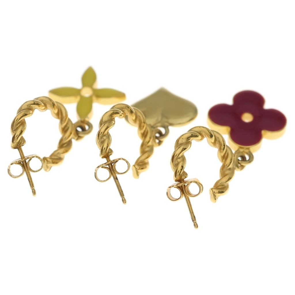 Louis Vuitton Boucle D'reil Sweet Monogram Set Earrings Gold Red Yellow — view 2