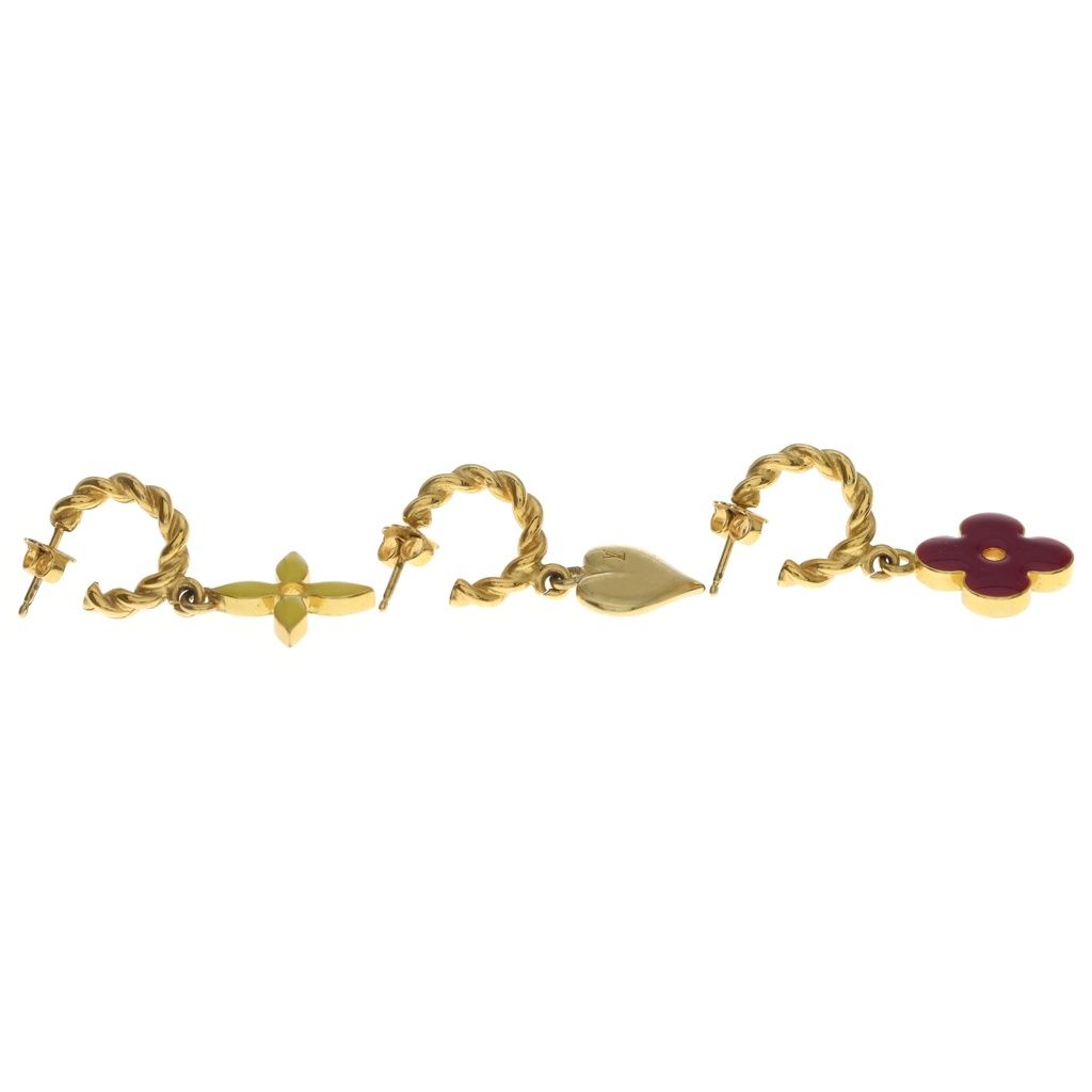 Louis Vuitton Boucle D'reil Sweet Monogram Set Earrings Gold Red Yellow — view 4