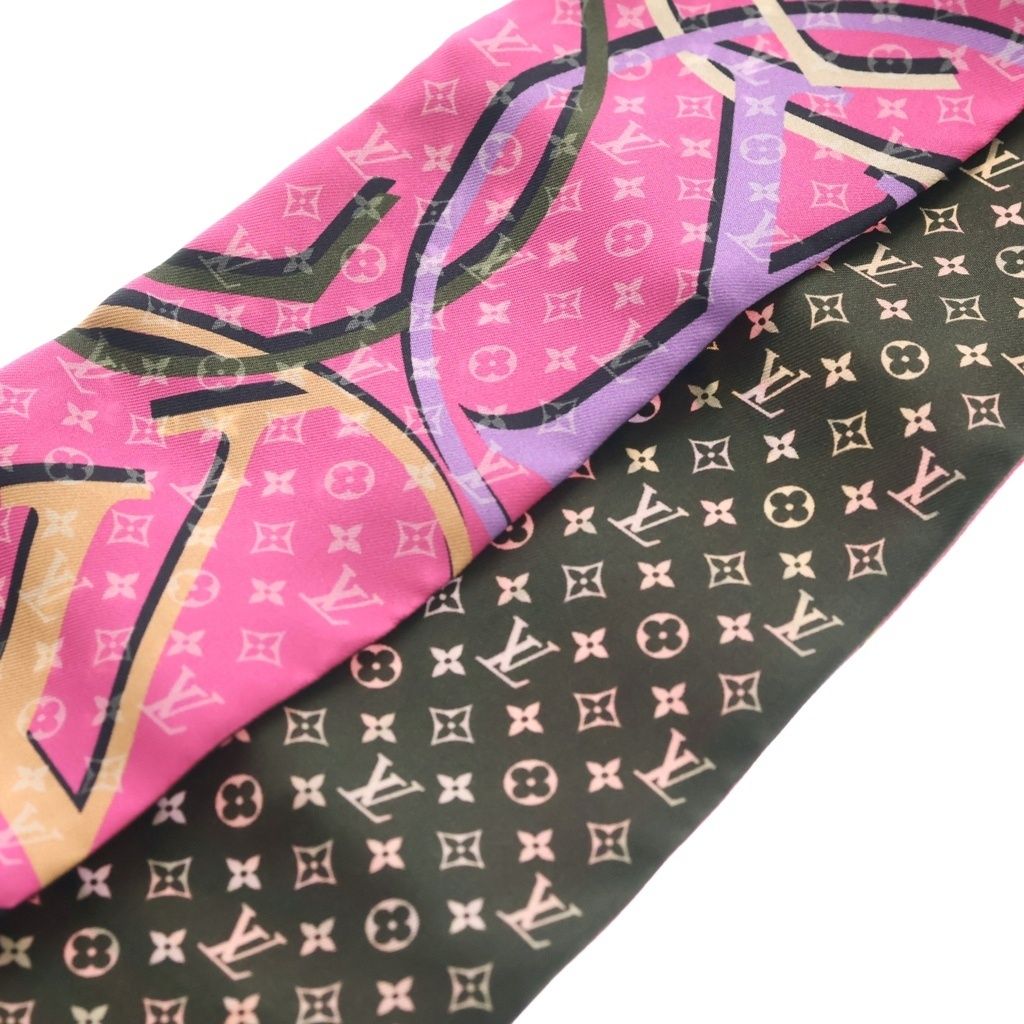 Louis Vuitton Bandeau Planet Silk Scarf Pink Khaki — view 5
