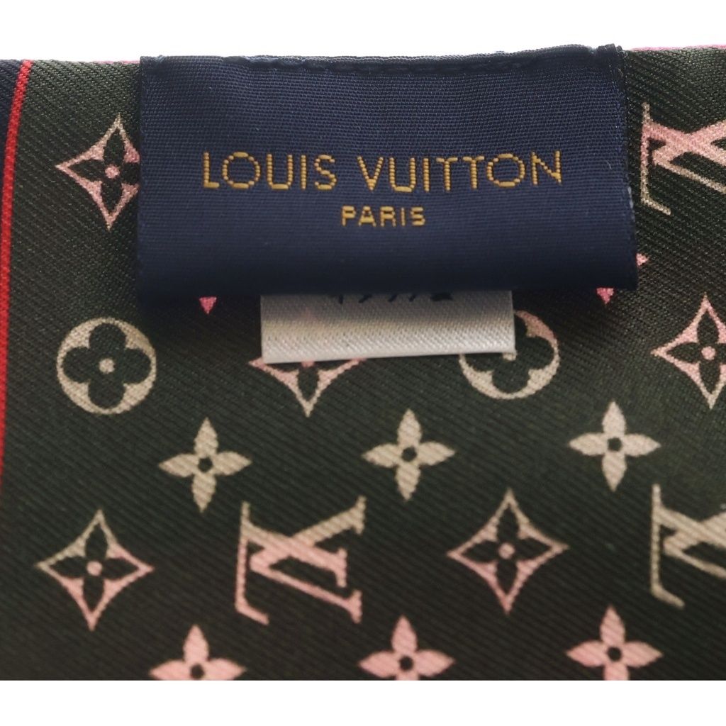 Louis Vuitton Bandeau Planet Silk Scarf Pink Khaki — view 4