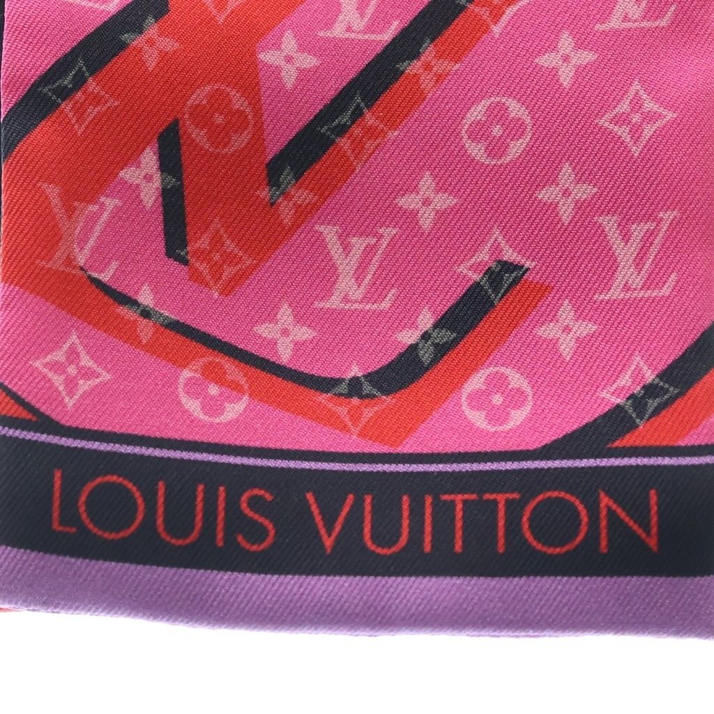 Louis Vuitton Bandeau Planet Silk Scarf Pink Khaki — view 3