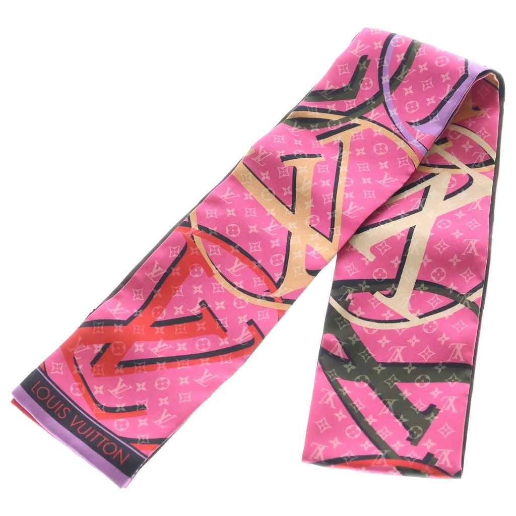 Louis Vuitton Bandeau Planet Silk Scarf Pink Khaki