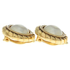 Chanel Vintage Faux Pearl Earrings Gold White — view 3