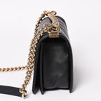 Chanel Boy Chain Shoulder Bag V-shaped Stitch Chevron CC Logo Lambskin Black — view 4