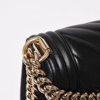 Chanel Boy Chain Shoulder Bag V-shaped Stitch Chevron CC Logo Lambskin Black — view 6