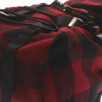Celine Logo Embroidery Plaid Wool Backpack Red Black — view 5