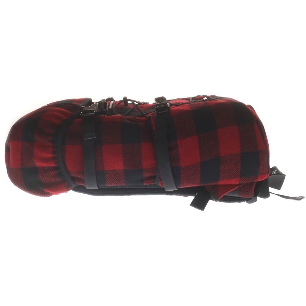 Celine Logo Embroidery Plaid Wool Backpack Red Black — view 3