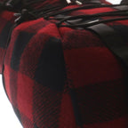 Celine Logo Embroidery Plaid Wool Backpack Red Black — view 6