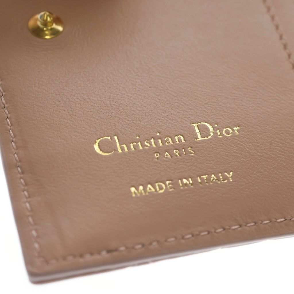 Dior Heart Cannage Lambskin Leather Rhinestone Compact Wallet Bifold Pink — view 6