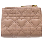 Dior Heart Cannage Lambskin Leather Rhinestone Compact Wallet Bifold Pink — view 2