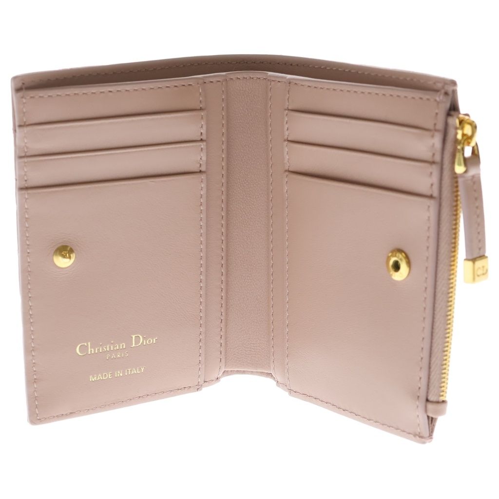Dior Heart Cannage Lambskin Leather Rhinestone Compact Wallet Bifold Pink — view 4