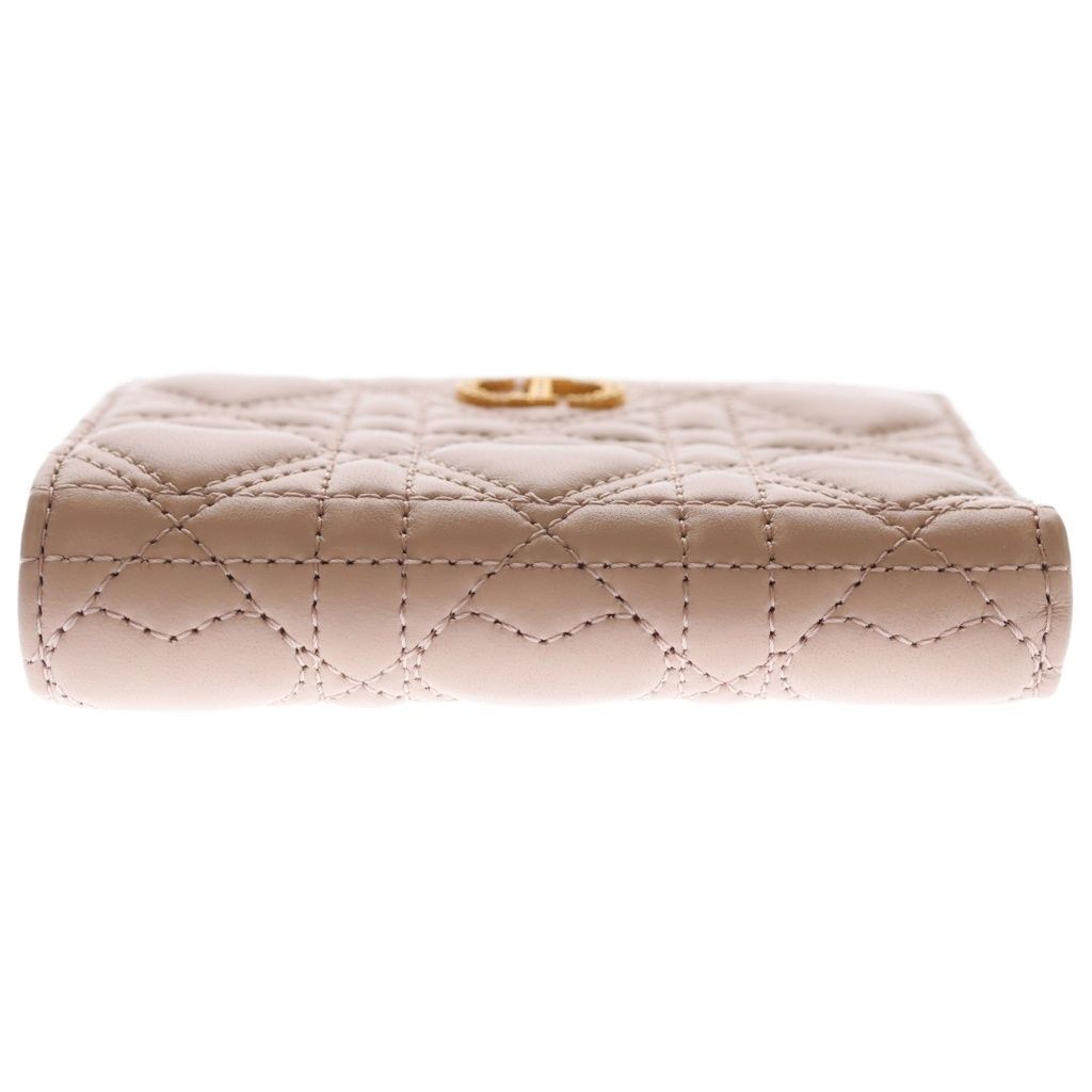 Dior Heart Cannage Lambskin Leather Rhinestone Compact Wallet Bifold Pink — view 5