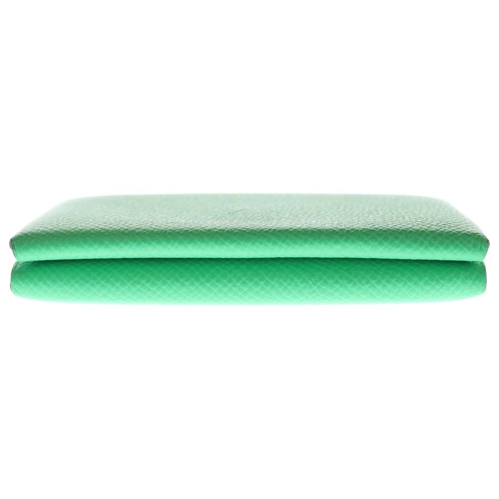 Hermes Calvi Duo Epsom Silver Card Case Business Holder Coin Vert Vertigo Jaune — view 5