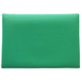 Hermes Calvi Duo Epsom Silver Card Case Business Holder Coin Vert Vertigo Jaune