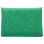Hermes Calvi Duo Epsom Silver Card Case Business Holder Coin Vert Vertigo Jaune — view 2