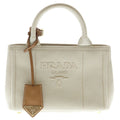 Prada Jardinier Linen Blend Mini 2-Way Shoulder Bag Natural