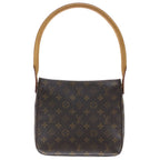 Louis Vuitton Monogram Looping Shoulder Bag Brown Leather Gold
