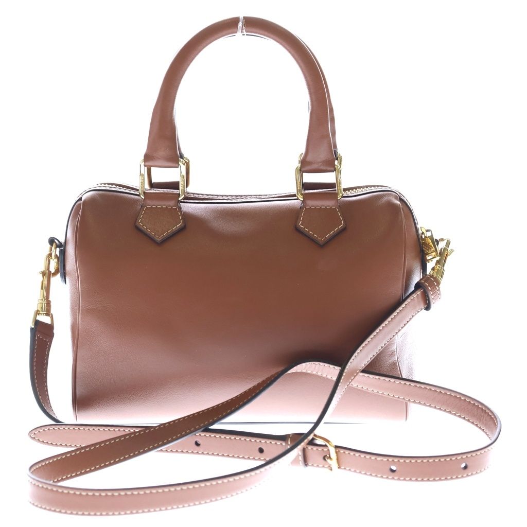 Celine Cuir Triomphe Small Boston Shoulder Bag Mini Brown Tan Leather Gold — view 2