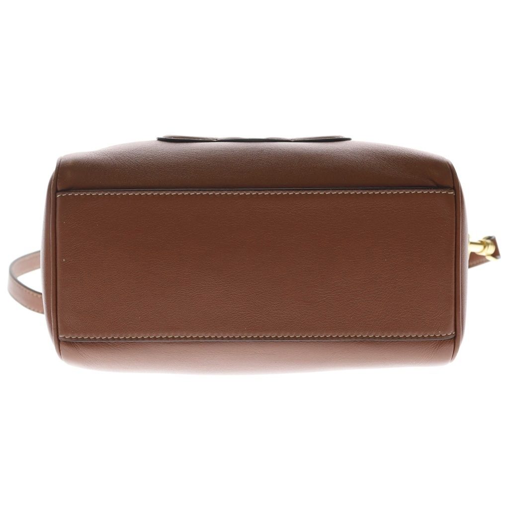 Celine Cuir Triomphe Small Boston Shoulder Bag Mini Brown Tan Leather Gold — view 4