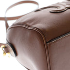 Celine Cuir Triomphe Small Boston Shoulder Bag Mini Brown Tan Leather Gold — view 6