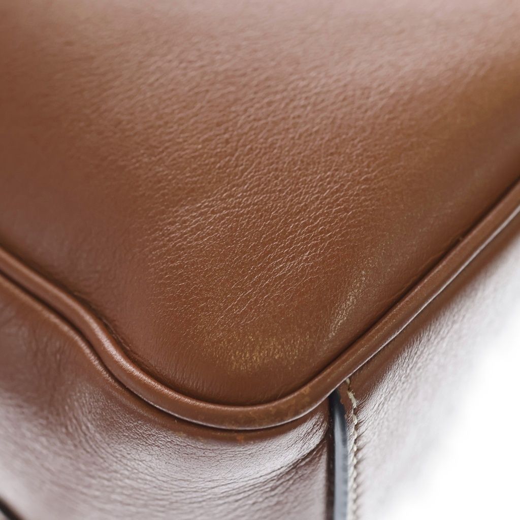 Celine Cuir Triomphe Small Boston Shoulder Bag Mini Brown Tan Leather Gold — view 7