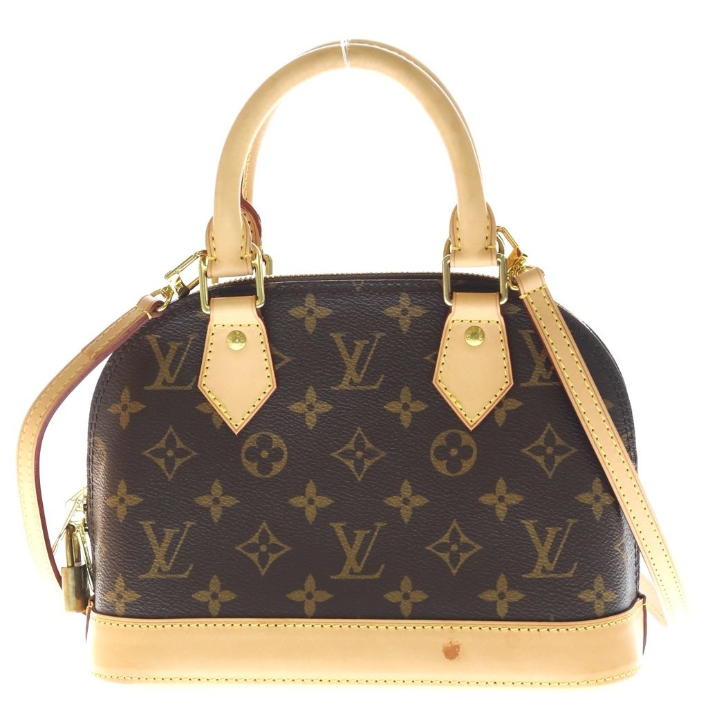 Louis Vuitton Monogram Alma BB 2-Way Shoulder Bag Brown Leather Gold
