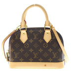 Louis Vuitton Monogram Alma BB 2-Way Shoulder Bag Brown Leather Gold