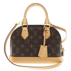 Louis Vuitton Monogram Alma BB 2-Way Shoulder Bag Brown Leather Gold — view 2