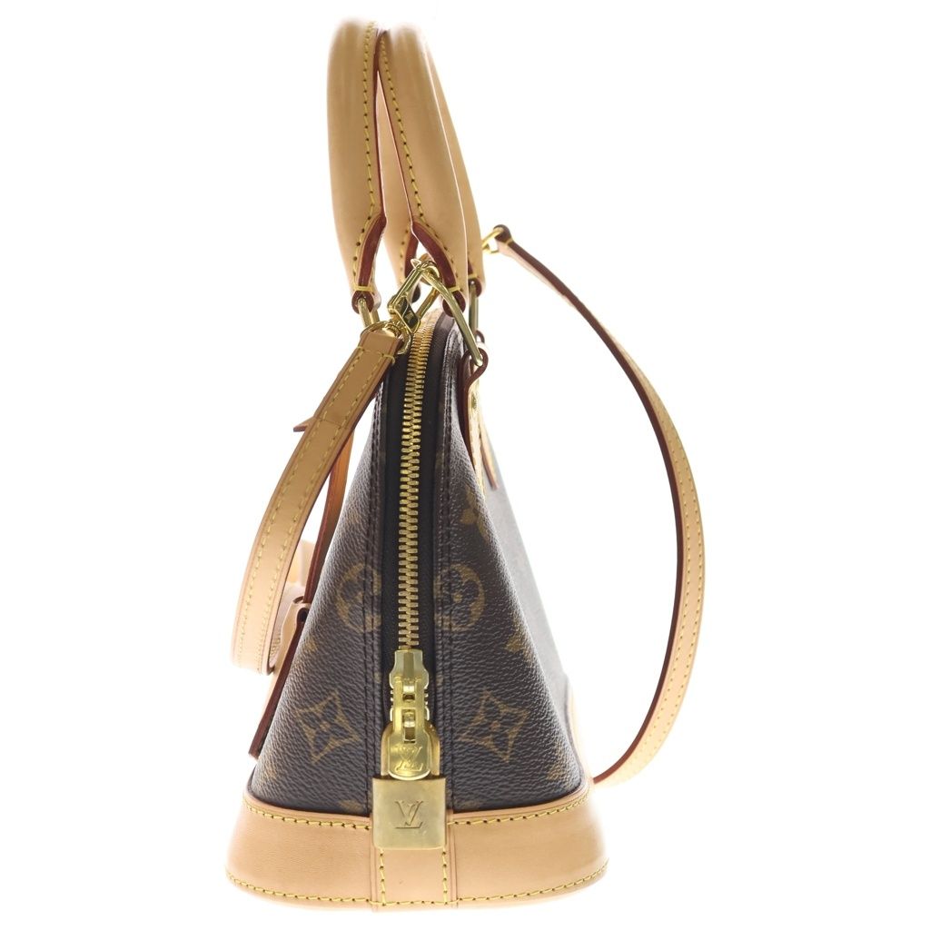 Louis Vuitton Monogram Alma BB 2-Way Shoulder Bag Brown Leather Gold — view 3