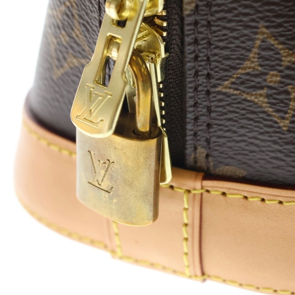 Louis Vuitton Monogram Alma BB 2-Way Shoulder Bag Brown Leather Gold — view 7