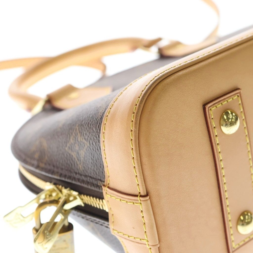 Louis Vuitton Monogram Alma BB 2-Way Shoulder Bag Brown Leather Gold — view 6