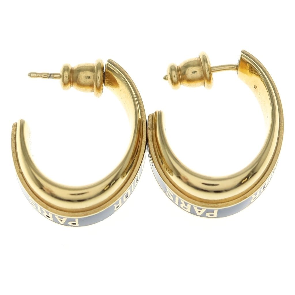Dior Code Logo Hoop Earrings Gold Plated Black — view 4
