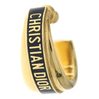 Dior Code Logo Hoop Earrings Gold Plated Black