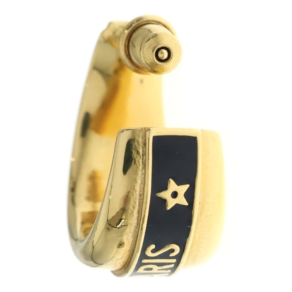 Dior Code Logo Hoop Earrings Gold Plated Black — view 2