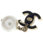 Chanel CC Logo Faux Pearl Earrings Gold Black — view 5