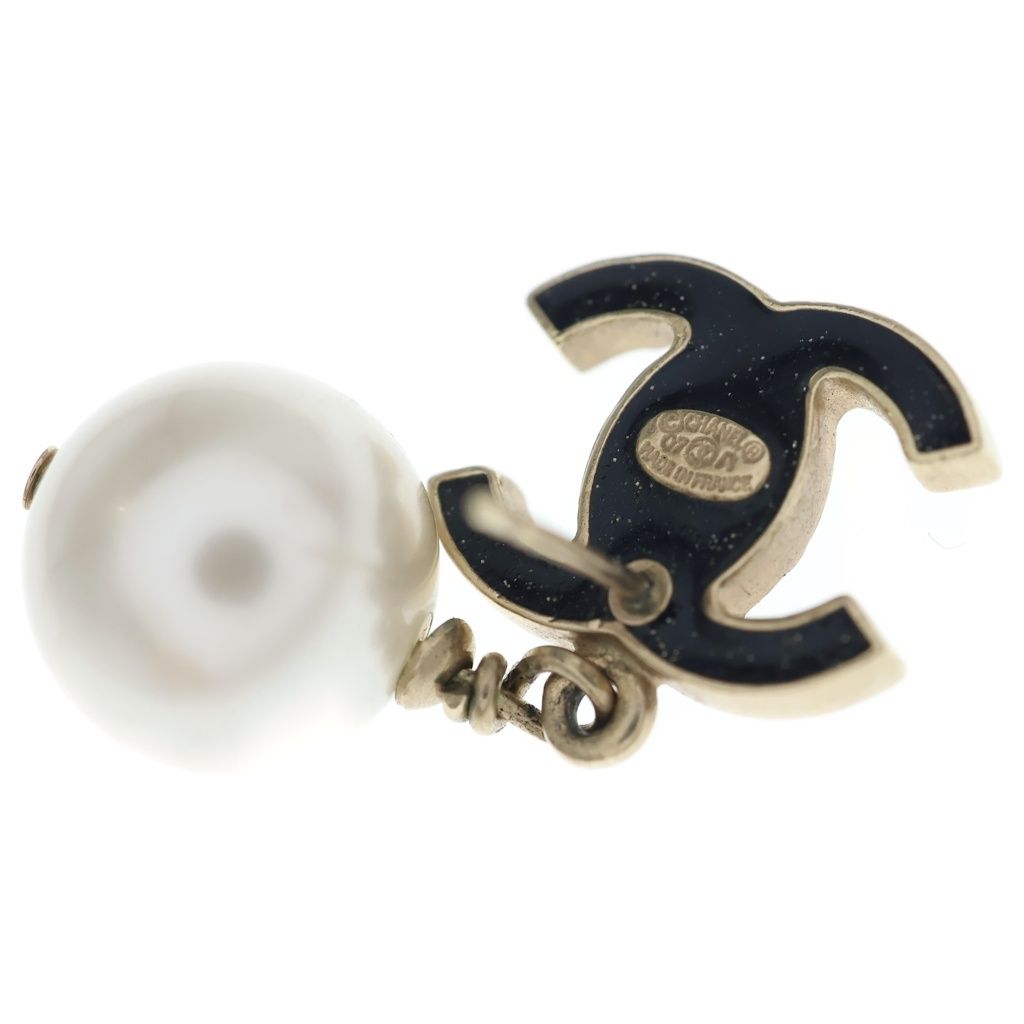 Chanel CC Logo Faux Pearl Earrings Gold Black — view 5