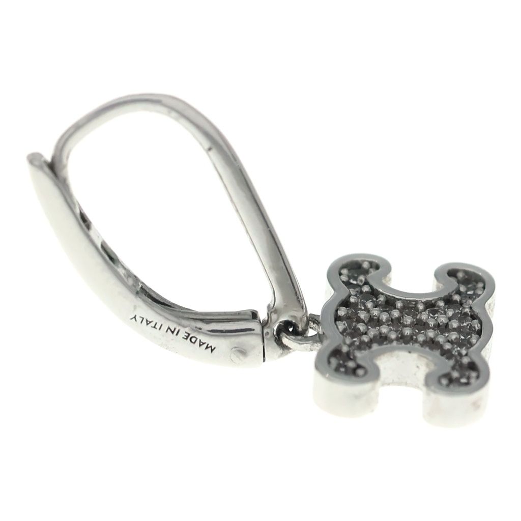Celine Triomphe Rhinestone Earrings Silver — view 3