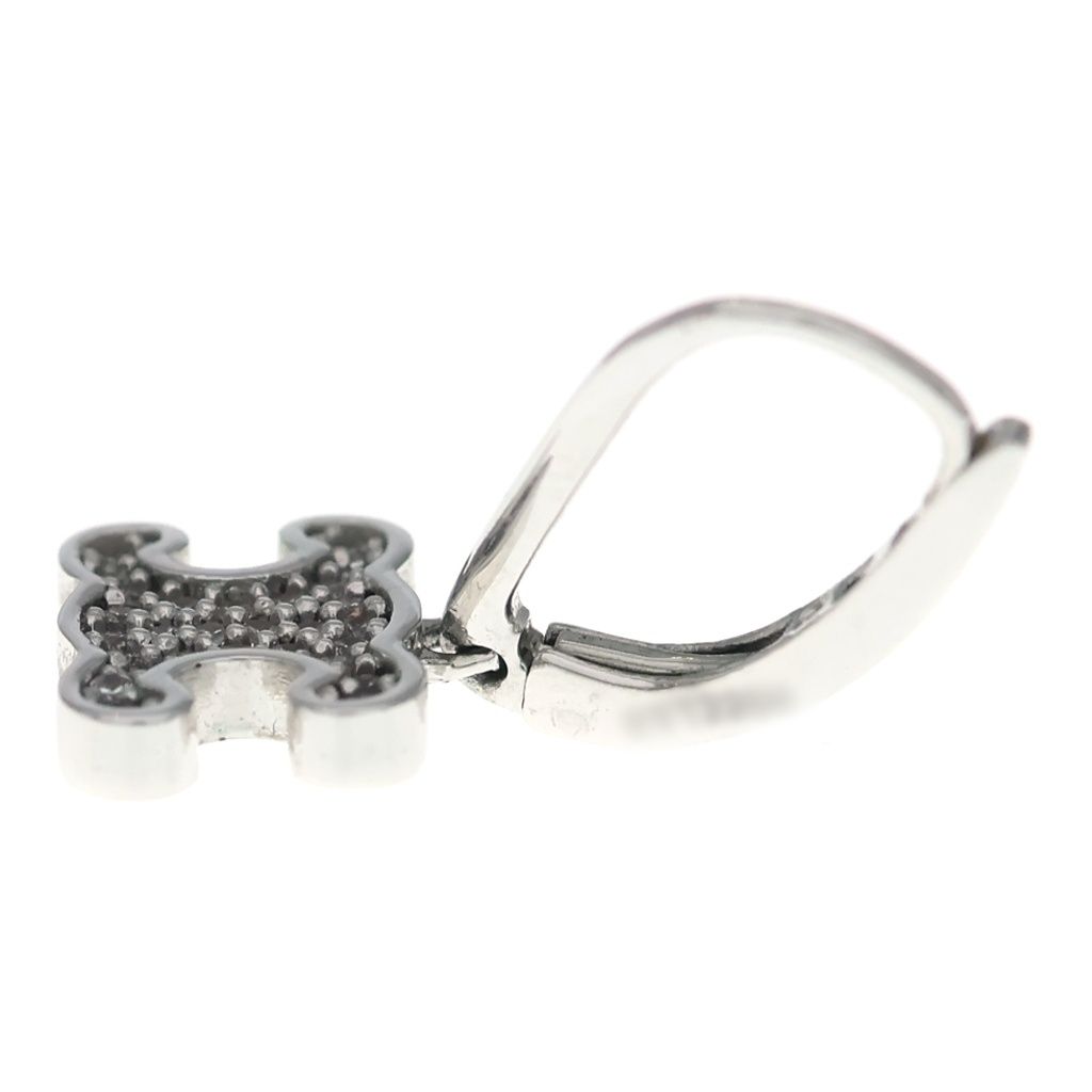 Celine Triomphe Rhinestone Earrings Silver — view 4