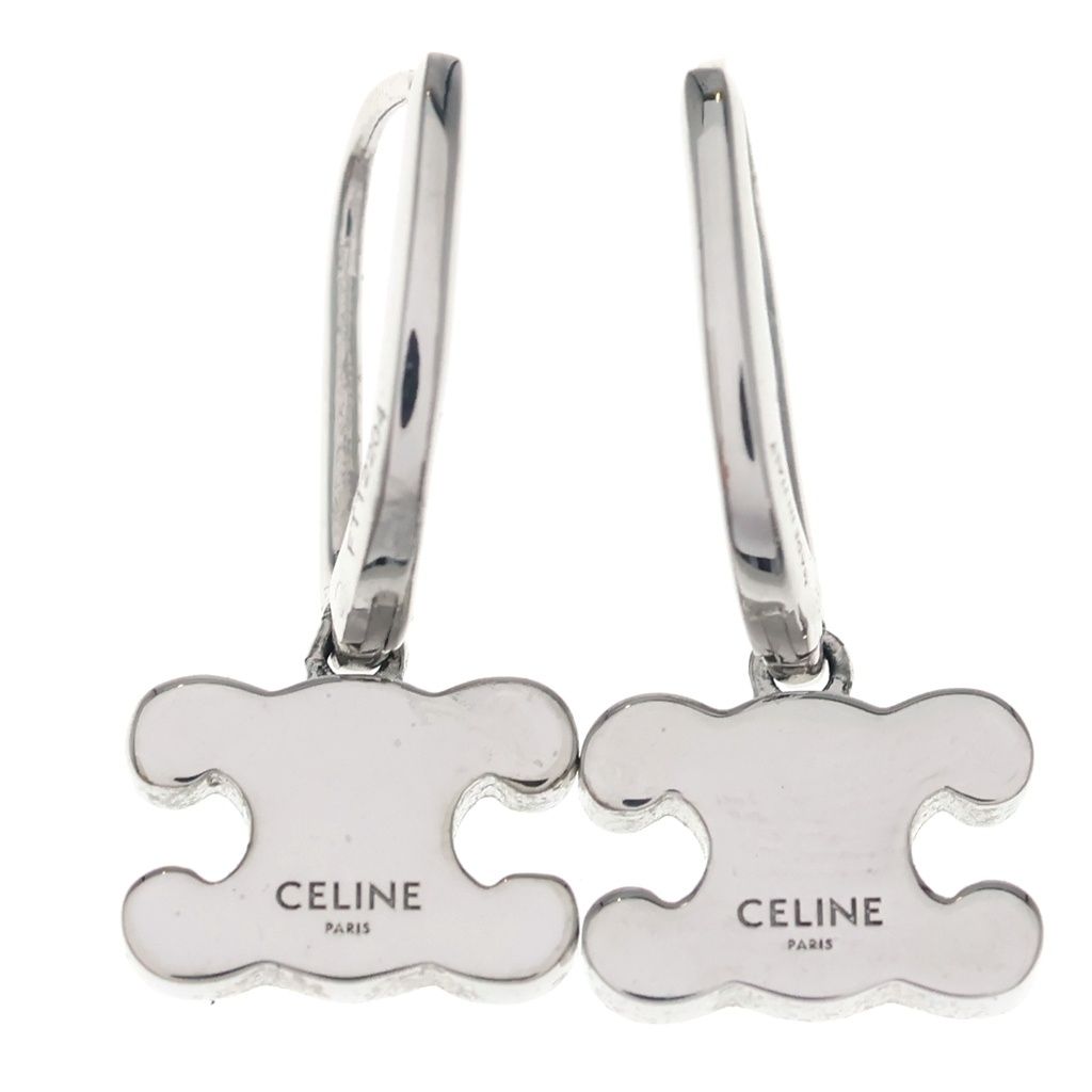Celine Triomphe Rhinestone Earrings Silver — view 2
