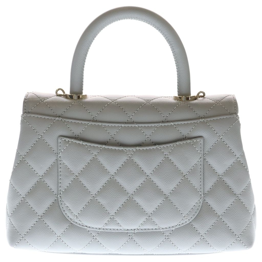 Chanel Quilted Coco Handle 24 2-Way Shoulder Handbag Caviar Leather Gold Gray — view 2